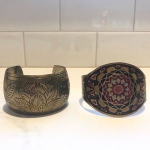 Vintage Brass Cuff Bracelet Bundle (2)